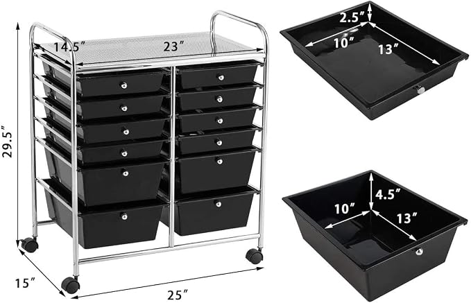 Giantex 12 Drawer Rolling Storage Cart Tools Scrapbook Paper Office School - Image 3
