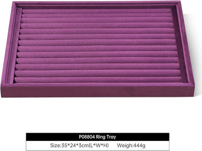 Velvet Ring Display Tray, Stackable Muilt Slot Rings Ear Stud Storage Tray - Image 2