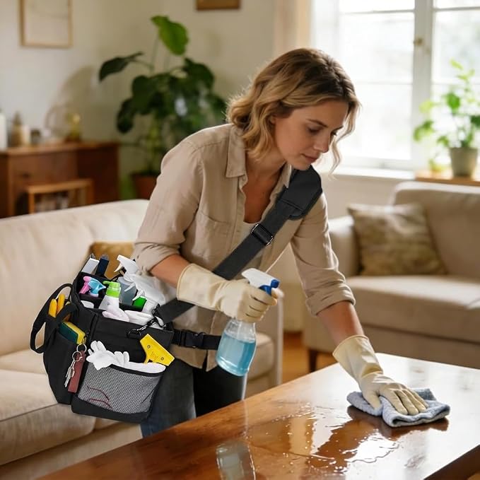 Ytonet Wearable Cleaning Caddy Bag, Large Cleaning Supplies Organizer - Image 6