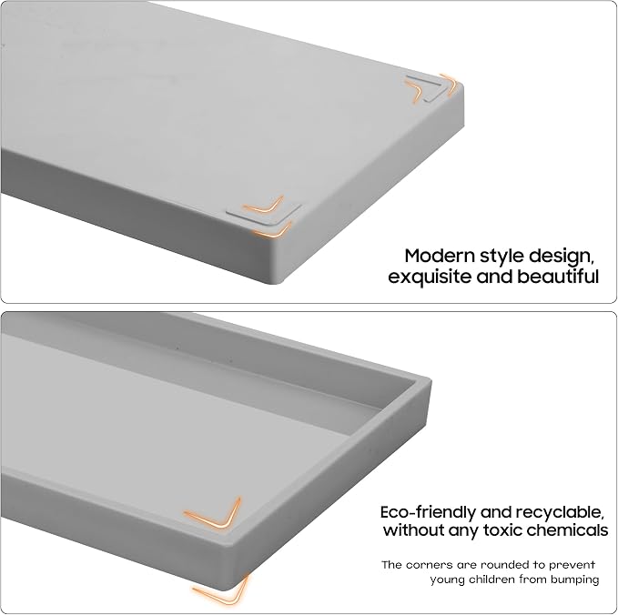 Vanity and Bathroom Tray, 9.8" ABS Countertop Organizer, Waterproof Vanity Tray - Image 6