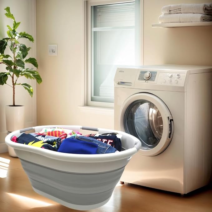 SAMMART 57L Collapsible 3-Handled Plastic Laundry Basket - Image 2