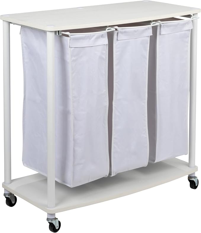 Household Essentials 3-Bag Laundry Sorter, Smooth Laminate Shelving, Sturdy by HouseholdEssentials