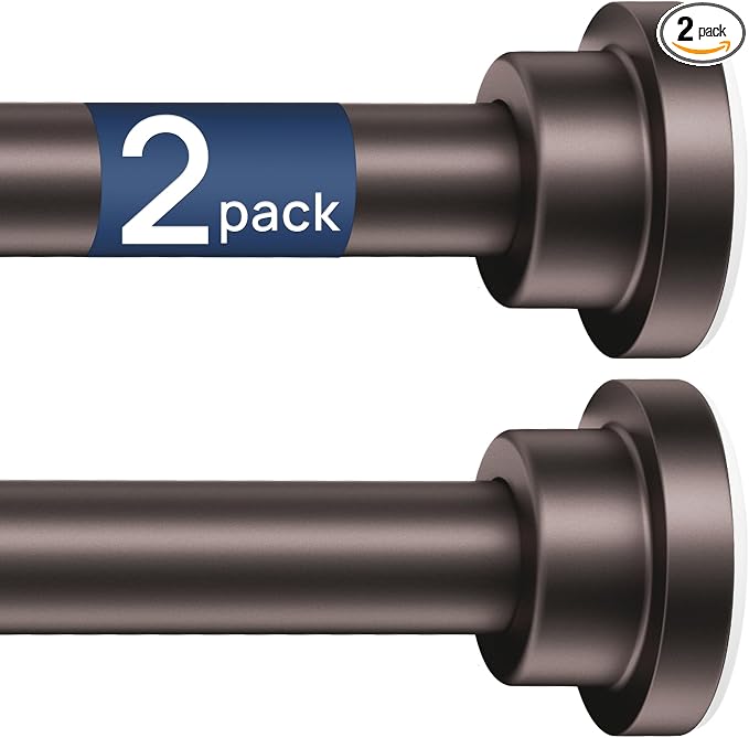 ENJOYBASICS 2 Pack Tension Curtain Rod, 32-66" Adjustable, Bronze | Secure Hold by ENJOYBASICS