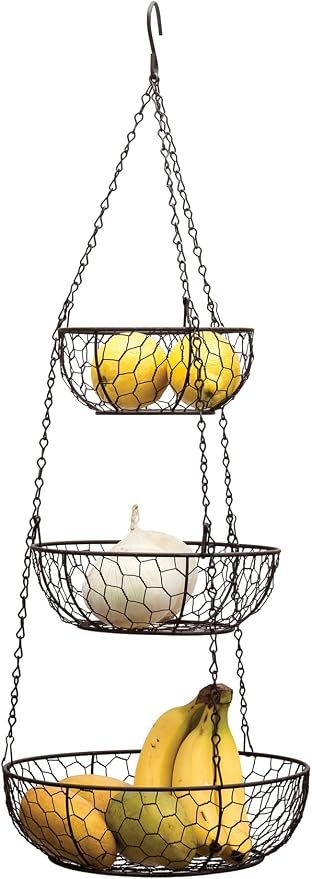 RSVP International Hanging Storage Collection 3-Tier Baskets, Bronze Chicken - Image 2