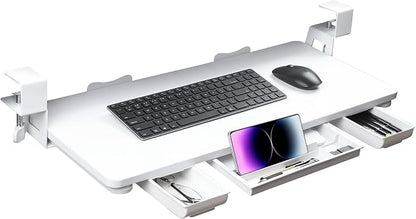 Keyboard Tray Under Desk with Drawer, 26.77" X 11.81"Large Size Keyboard Tray by TECLUK