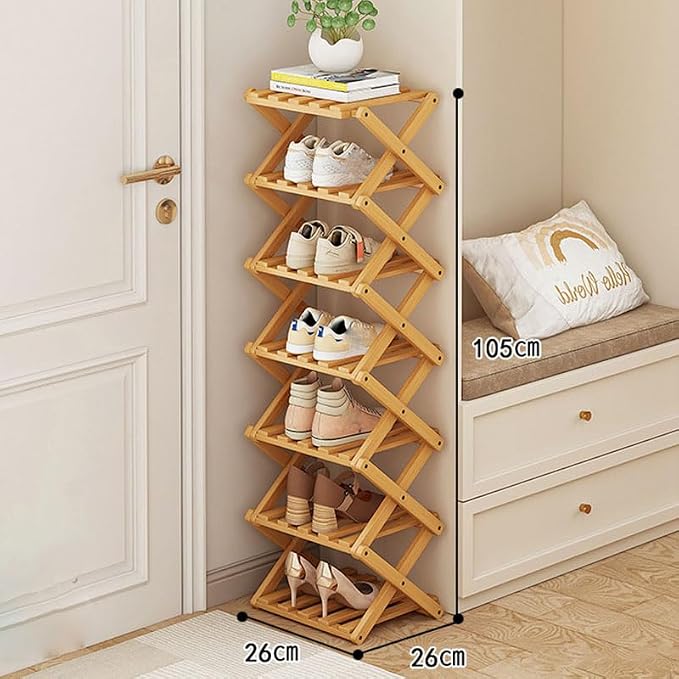 YYW Bamboo Shoe Rack for Entryway, Installation-Free and Foldable Vertical Shoe - Image 2