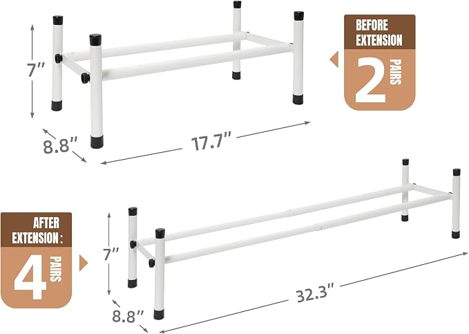 STORAGE MANIAC Expandable Shoe Rack, 4 Pairs Stackable Small Shoe Rack - Image 3
