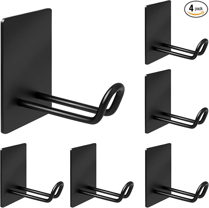Self Adhesive Hooks Heavy Duty, Large Stainless Steel Towel Hooks, No Drill by Quavzotu