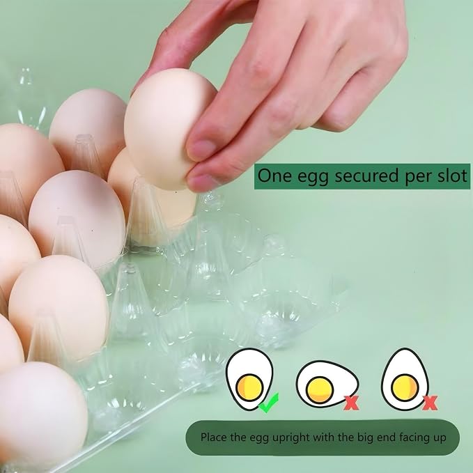 40 Pack 12-Egg Cartons Plastic Clear 3X4 Grids Reusable Storage Container - Image 3