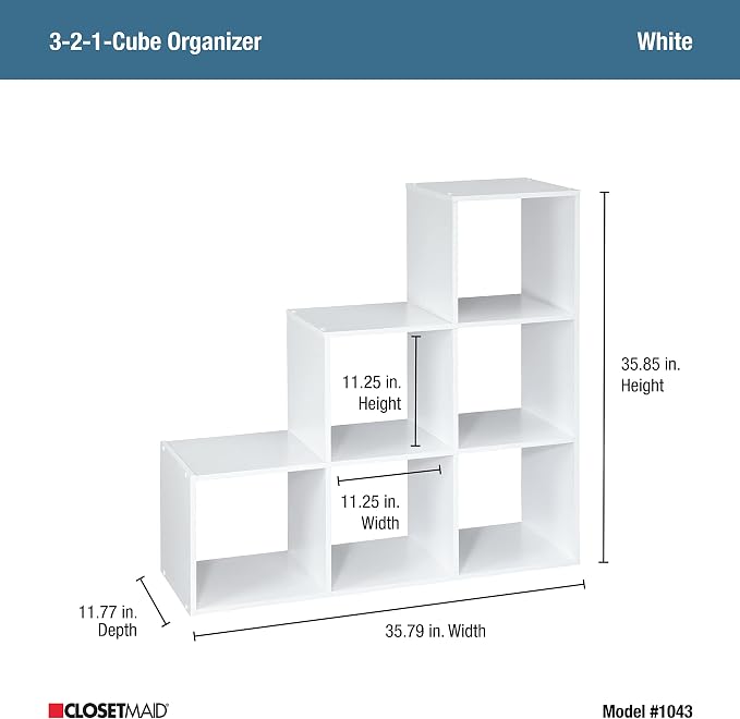 ClosetMaid Cubeicals 3-2-1 Cube Storage Shelf Organizer Bookshelf, 3 Tier - Image 3