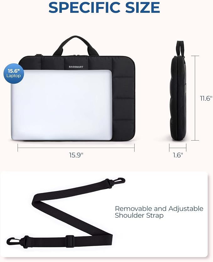 BAGSMART Laptop Case with Handle, Puffy Laptop Sleeve Bag - Image 4