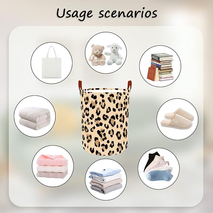 Laundry Baskets 15.7x19.7 Inch Large Classic Leopard Print Design Collapsible - Image 4