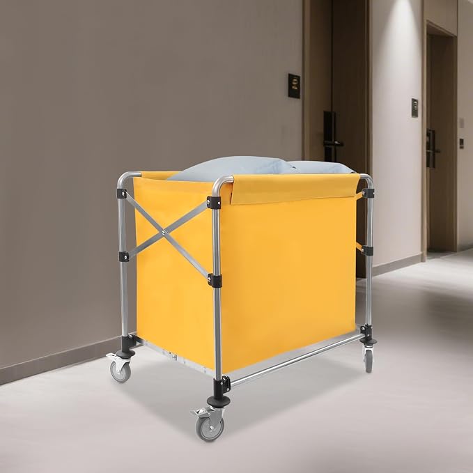 Commercial Laundry Cart with Wheels, Folding Laundry Hamper Cart, Heavy Duty - Image 3