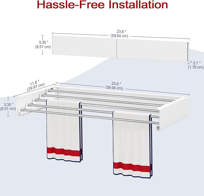 Wall Mounted Drying Rack 23.6", Foldable Laundry Drying Rack - Image 2