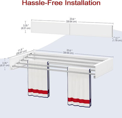 Wall Mounted Drying Rack 23.6", Foldable Laundry Drying Rack - Image 2