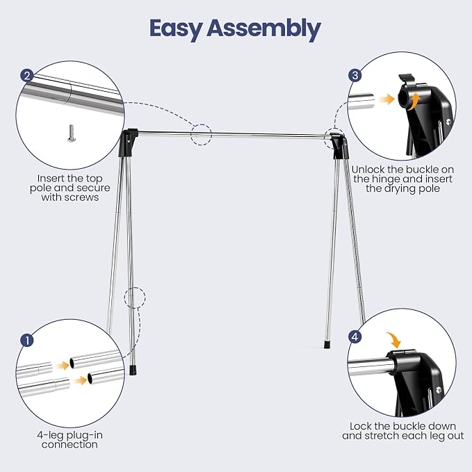 APEXCHASER Clothes Drying Rack, Stainless Steel Drying Rack Clothing - Image 4