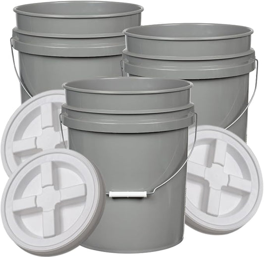 House Naturals 5 Gallon Food Grade BPA Free Made in USA Pails Gray Bucket by House+Naturals
