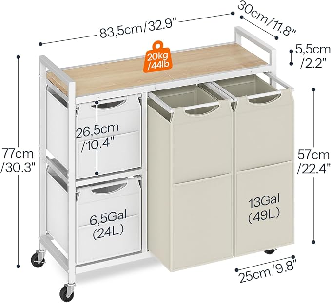 HOOBRO Laundry Sorter with 4 Section, 39 Gal. Laundry Hamper with Wheels - Image 3