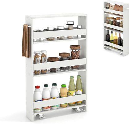 Slim Storage Cart, 4 Tier Narrow Storage Cabinet Between Washer and Dryer by DREAMADE