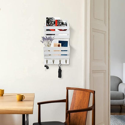 Unistyle Mail Holder with Key Hooks Mail Organizer Wall Mount Hanging Mail - Image 5