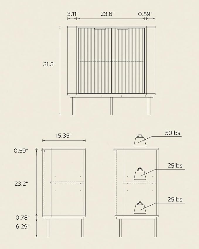 Modern Fluted Corner Cabinet, Wooden Small Floor Storage Cabinet - Image 2