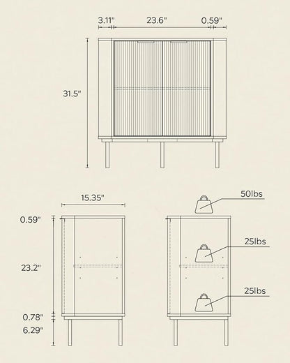 Modern Corner Cabinet, Fluted Wood Floor Storage Cabinet - Image 2