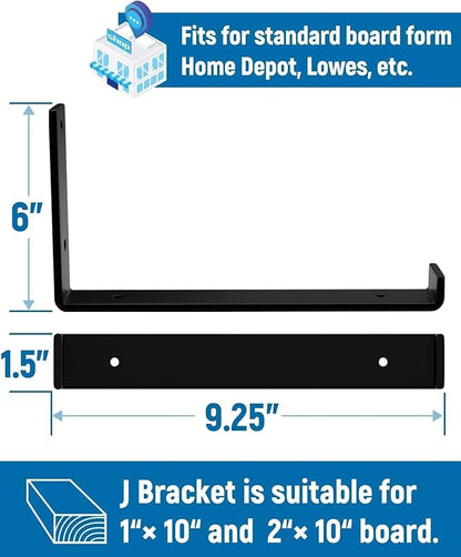 LEOPO 10 inch Shelf Brackets 4-Pack, 1/5 inch Thick Heavy Duty Industrial - Image 3
