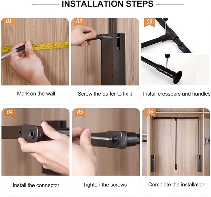 Pull Down Closet Rod for Hanging Clothes, Retractable Wardrobe Hanger for - Image 7