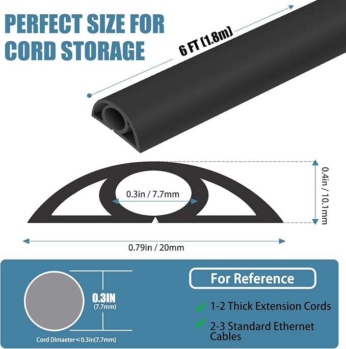 Floor Cord Covers for Wires 6FT Cable Hider Wire Cover Self Adhesive Cord Hider - Image 2