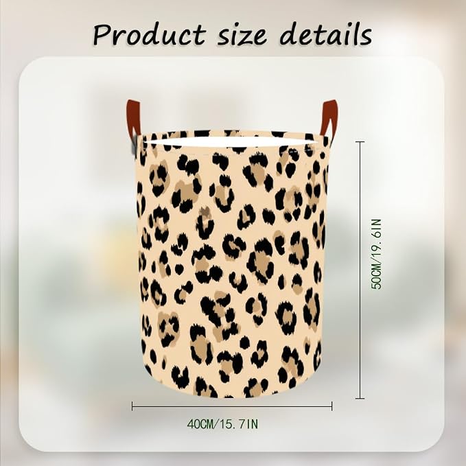 Laundry Baskets 15.7x19.7 Inch Large Classic Leopard Print Design Collapsible - Image 3