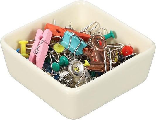 PATIKIL Square Paper Clip Holders, Ceramic Bowl Dish Clip Dispenser Organizer by PATIKIL