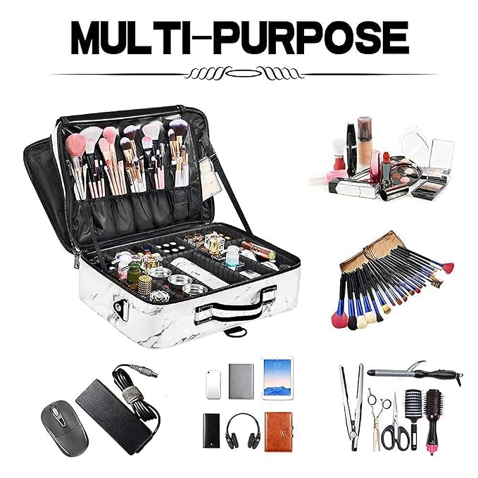 gzcz Large Capacity Travel Makeup Case Organizer, Professional Cosmetic Bags - Image 5