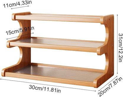 3 Tier Wooden Mug Rack Coffee Mug Holder, Tiered Wooden Display Riser Stand - Image 7