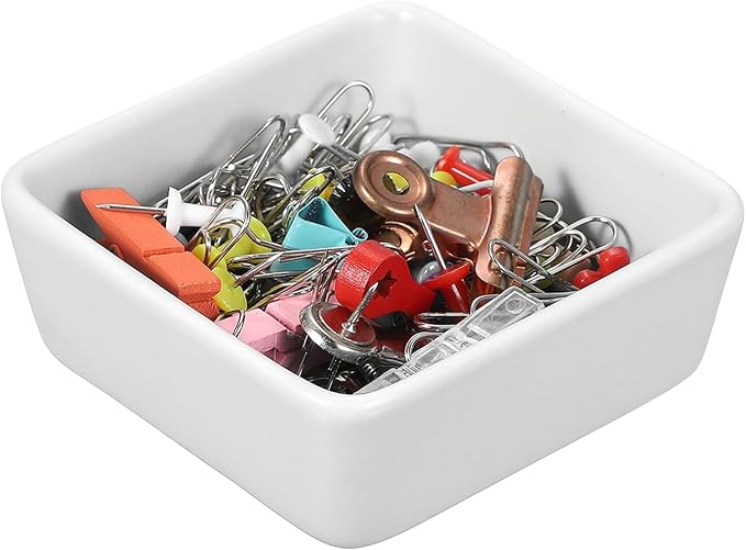PATIKIL Square Paper Clip Holders, Ceramic Bowl Dish Clip Dispenser Organizer by PATIKIL