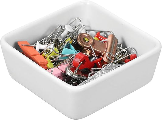 PATIKIL Square Paper Clip Holders, Ceramic Bowl Dish Clip Dispenser Organizer by PATIKIL