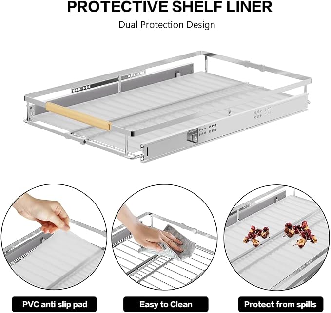 Expandable Sliding Basket, Pull-Out Cabinet Organizer, Heavy Duty Slide Out - Image 3