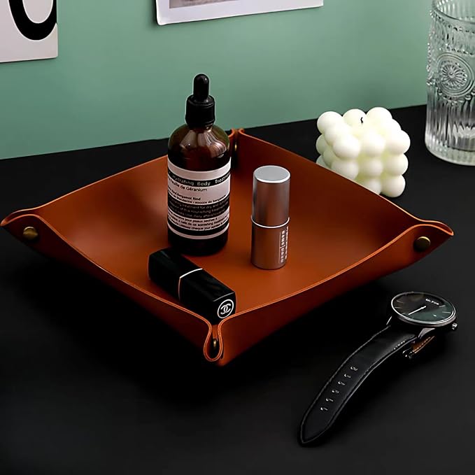 4-Pack Foldable PU Leather Jewelry Valet Tray – Catchall Organizer - Image 3