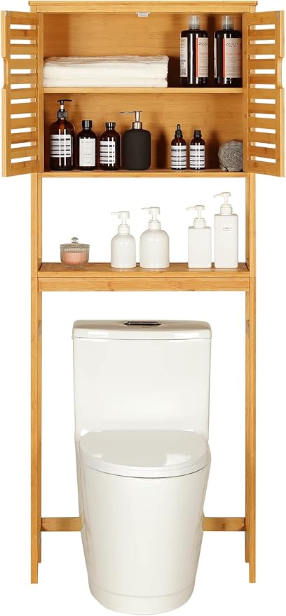 Over The Toilet Storage Cabinet, Tall Bathroom Cabinet Organizer - Image 9