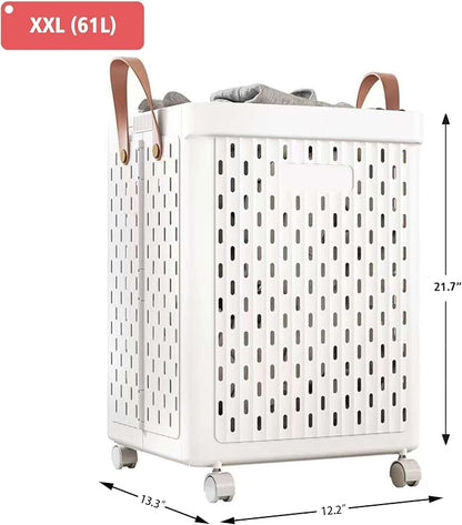 UAK Laundry Basket with Wheels, Collapsible Plastic Laundry Hamper with Handle - Image 2