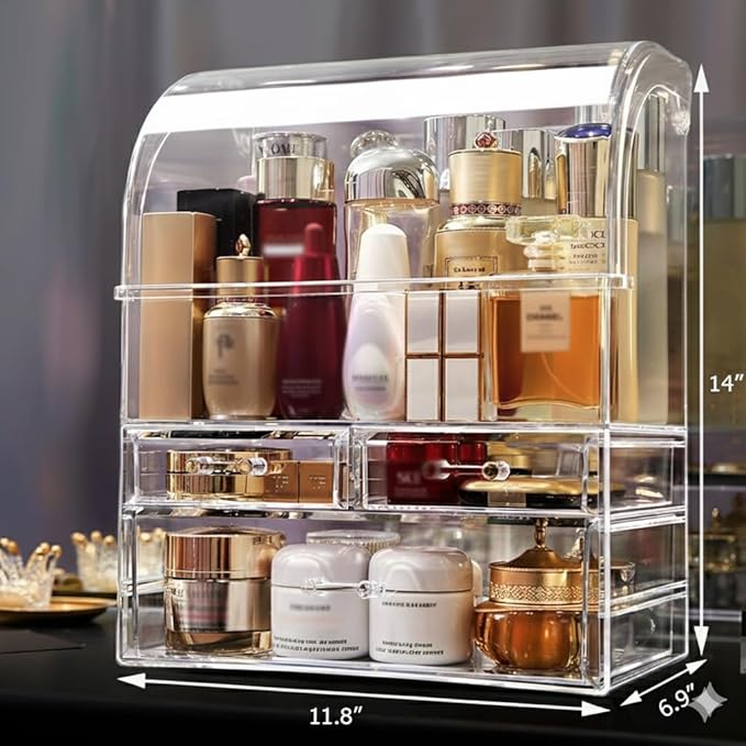 MOOCHI Clear Professional Large Cosmetic Makeup Organizer Bathroom Storage - Image 2