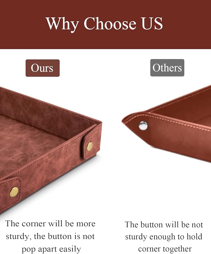 CASIRENA Father's Day Gifts Faux Leather Valet Tray Organizer - Image 3