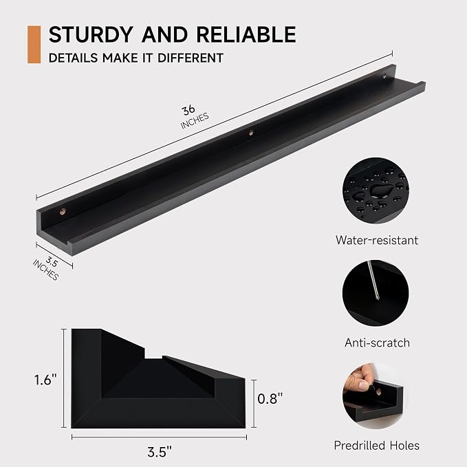 Fun Memories Picture Ledge Shelf, 36 Inch Floating Shelves Set of 2, Nursery - Image 3