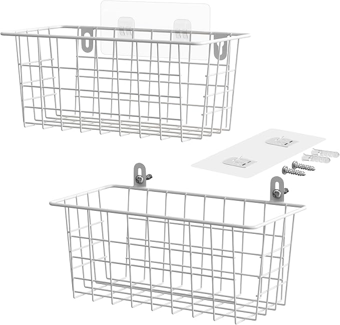 MaraFansie Hanging Kitchen Baskets Wire Storage Basket Adhesive and Screws - Image 8