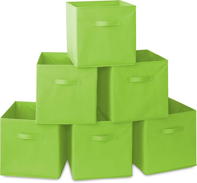 Casafield Set of 6 Collapsible Fabric Cube Storage Bins, Lime Green by Casafield