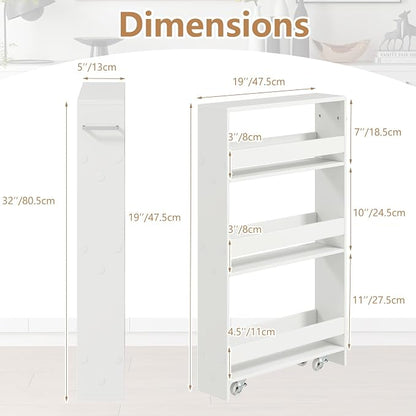 Slim Rolling Storage Cart, 4 Tier Narrow Kitchen Cart - Image 6