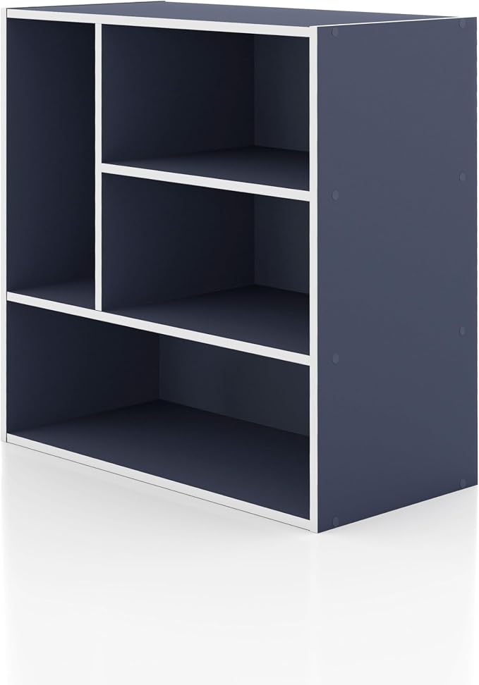 Homes: Inside + Out Apexa 4-Vertical Storage Organizer Shelves, Stackable Wood by HOMESInsideOut