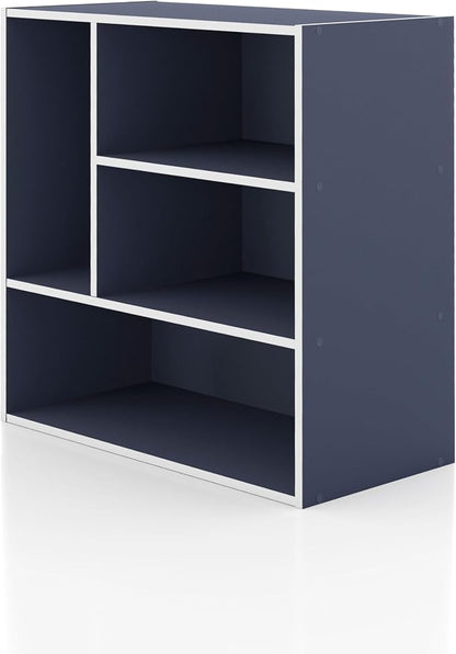 Homes: Inside + Out Apexa 4-Vertical Storage Organizer Shelves, Stackable Wood by HOMESInsideOut