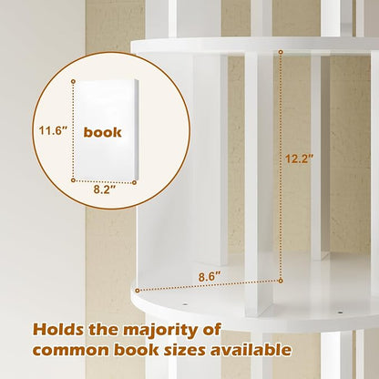 5 Tier Rotating Bookshelf Tower, 360° Rotating Bookshelf - Image 2