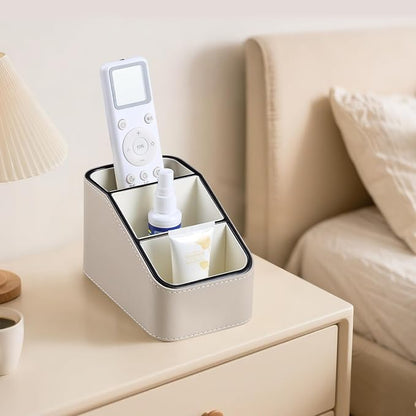 PU Leather Remote Control Holder, Small Desk Organizer Office Supply Bedside - Image 3
