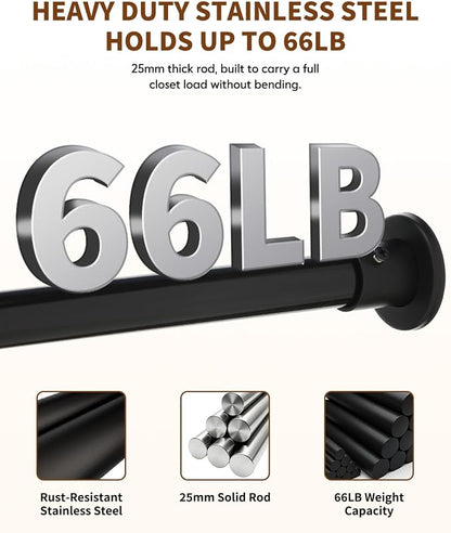 Closet Rods for Hanging Clothes, 18-92 Inch Stepless Adjustable Closet Rod - Image 4